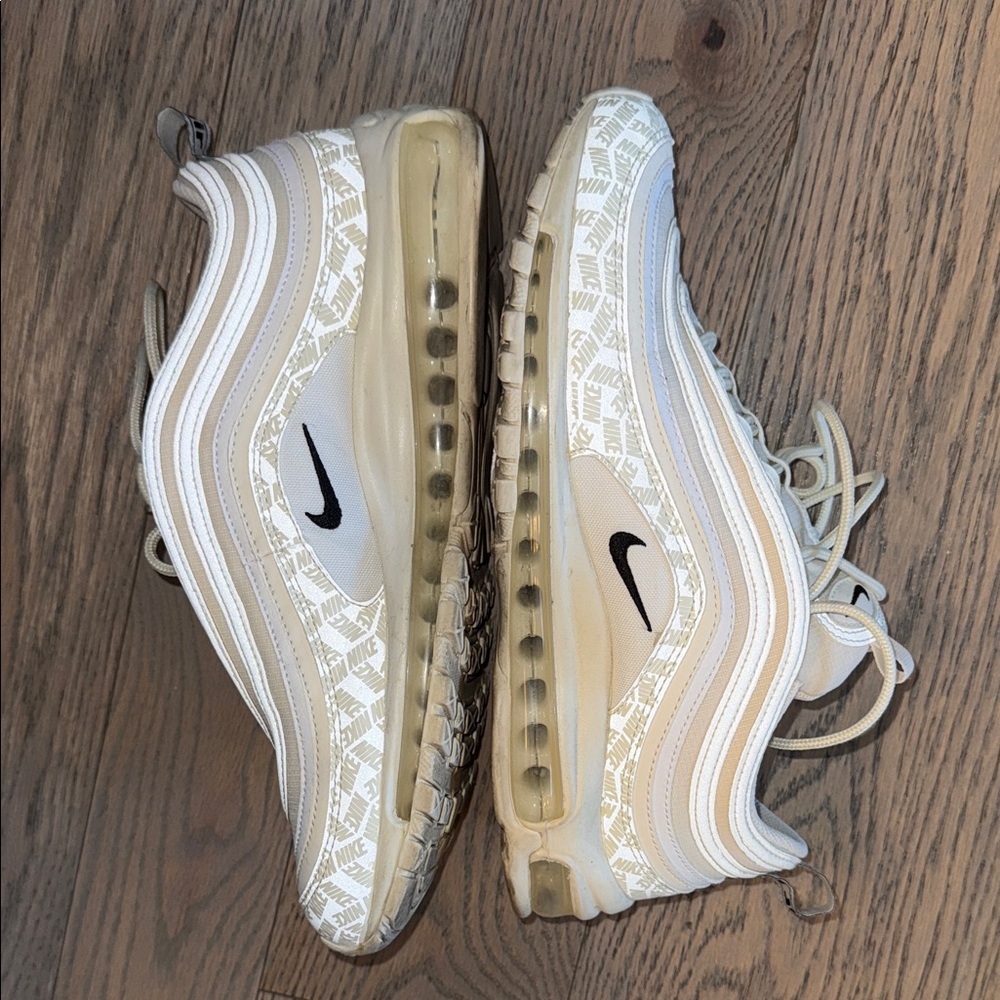 Nike Air Max 97 in Cream and White with Black Swoosh